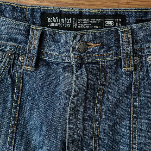 ECKO UNLTD Shorts Baggy Jean Jorts Utility Denim Hip Hop Y2K Grunge Skate‎ 34 - Picture 5 of 7